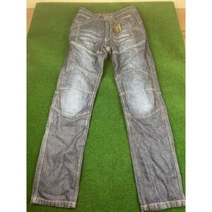 REX-EL Motorcycle Biker Jeans Dark Wash Reinforced Knee Denim Pants 30x34